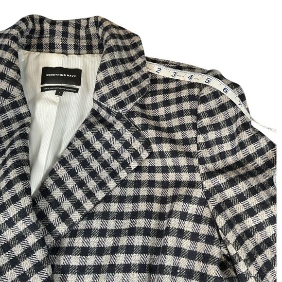 Something Navy Gray & Blue Plaid Wool Blend Trench Coat – Size Small (NWT) - Picture 7 of 10
